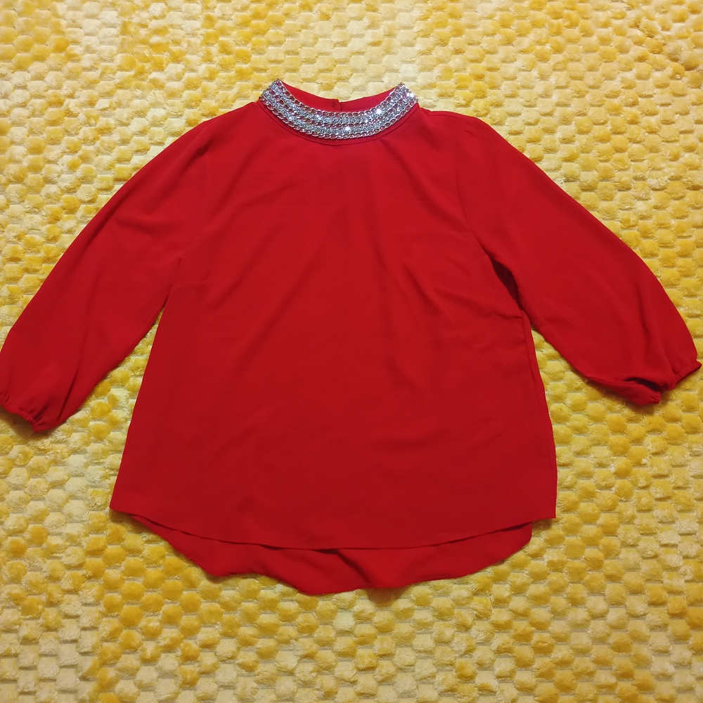 Moa Moa Red Blouse with Silver Accents